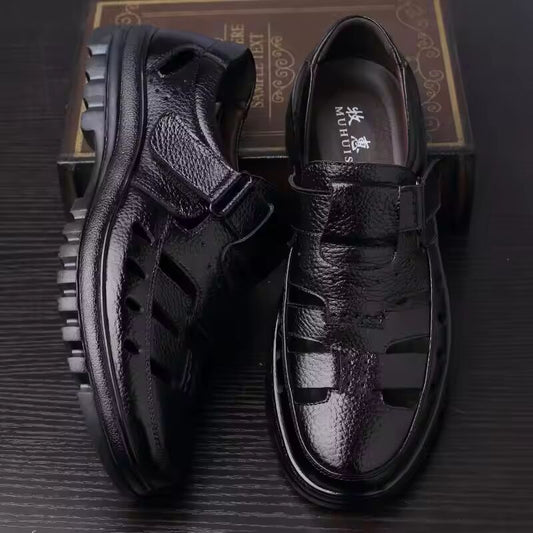 Luxury Men's Sandals Summer New Hollow Out Leather Shoes for Men Breathable Casual Shoes Fashion High Quality Men Sandalias 2024