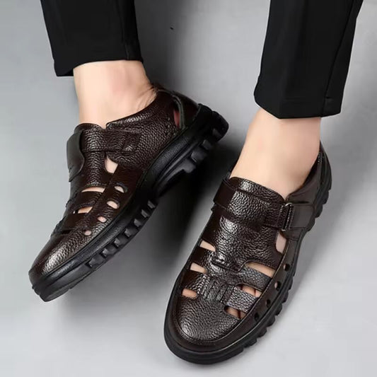 Luxury Men's Sandals Summer New Hollow Out Leather Shoes for Men Breathable Casual Shoes Fashion High Quality Men Sandalias 2024